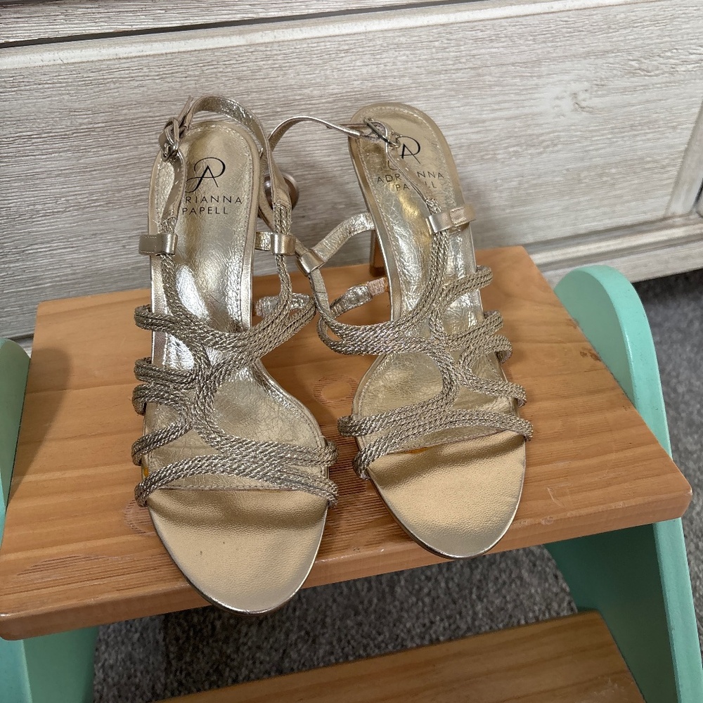Gold strappy shoes